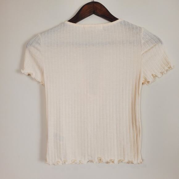 Urban Outfitters Project Social T Lace Up Baby Tee Cream XS - Picture 6 of 9